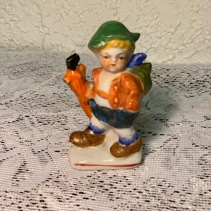 Hiker with Umbrella and Bird - Made in Occupied Japan - 1940’s